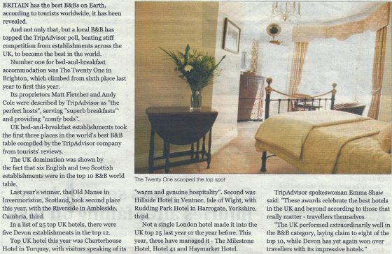 The Twenty One B&B Brighton in the news